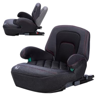 Seggiolino Rialzo Auto Isofix, Alzatina Auto Bimbi Isofix per bambini 6-12 anni, 125-150 cm, 22-36 kg, comodo e spazioso, seduta imbottita (grigio con schienale)