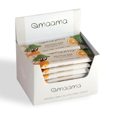 MAAMA, Barrette Proteiche all'Arancio e Baobab Bio, Vegan, Senza Zuccheri Aggiunti e Senza Glutine - Confezione da 14 barrette da 35g ciascuna