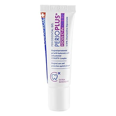Curaprox Perio plus Focus Gel-Targeted Gum Care/Supporta la guarigione con CHX e acido ialuronico/Tubo da 10 ml/Progettato in Svizzera