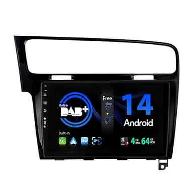 SXAUTO 『Built-in DAB』 Android 14 IPS Autoradio Per Golf 7 (2013-2018) - Senza fili CarPlay/Android Auto - 4G+64G - LED Camera + MIC - Fast-boot Volante 360-CAM AHD DSP WIFI - 2 Din 10.1 Pollici
