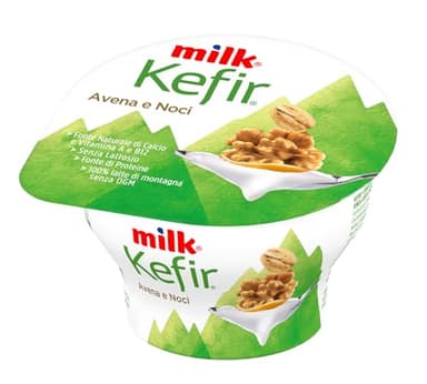 Milk Kefir Senza Lattosio Cremoso Avena e Noci - Con Fermenti Lattici, Probiotici, Vitamina B12, Proteine, Calcio, Vitamina A - Favorisce l’Equilibrio della Flora Intestinale (Avena e Noci 150 g)