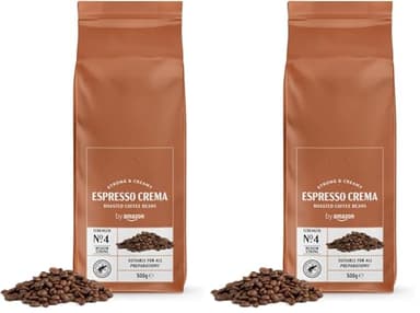 by Amazon Espresso Crema in chicchi, tostatura chiara, 500g - Certificato Rainforest Alliance, Caffè in grani (Confezione da 2)