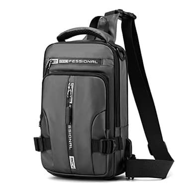 Mixroom - Zaino Monospalla Uomo Porta Tablet Zainetto Borsello a Tracolla Regolabile Con Attaco USB Z20 Grigio