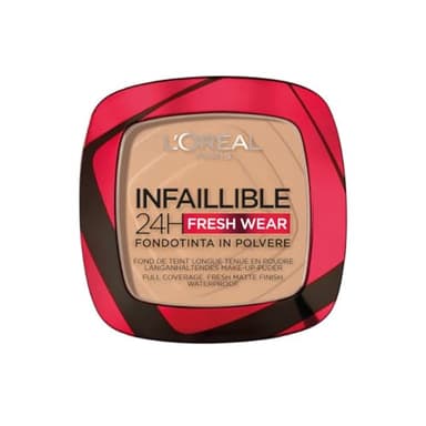 L'Oréal Paris Fondotinta in Polvere Fresh Wear 24H, Formula A Lunga Tenuta, Alta Coprenza Matte e Pelle Opacizzata, Leggero sulla Pelle, Infaillible, Tonalità: 140 Beige Doré/Golden Beige, 9g