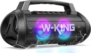 W-KING Cassa Bluetooth Portatile, 120W Peak Altoparlante Bluetooth Loud Subwoofer Suono Stereo con Luce LED, IPX6, DSP, 42H, MIC in, Banca di Potenza, Wireless Cassa per Esterno, Feste, Spiaggia,Regal