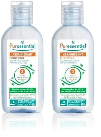 Puressentiel, Purificante, Gel Disinfettante Mani, Presidio Medico Chirurgico, Azione anti-batterica, anti-virale e levuricida, 3 Oli essenziali, Effetto idratante, Formato tascabile, 80 ml