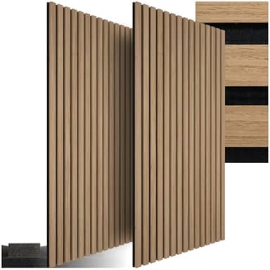 tectake® Set di 2 Pannelli Acustici Effetto Legno, Pannelli Fonoassorbenti Decorativi per Pareti, Pannelli Fonoassorbenti Soffitto, Pannelli Murali, Design Moderno - Rovere Chiaro