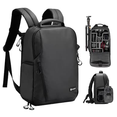 TARION TR-L Zaino per fotocamera Zaino impermeabile per fotocamera con scomparto per laptop da 14 '', Zaino professionale di grande capacità con copertura antipioggia, Nero, M, Classico
