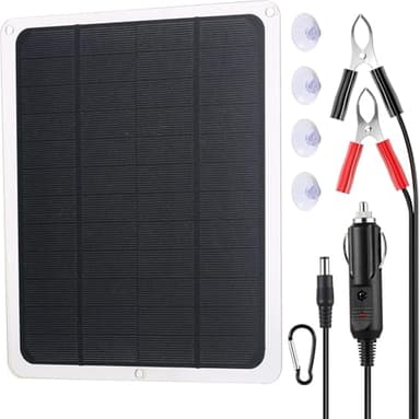 Nimomo Caricabatteria Solare per Auto, 20W 12V Pannello Solare Portatile Auto Carica Batteria, Impermeabile kit Caricabatterie con Pannello solari Con Porta USB per Automotive,Barca, Moto, RV