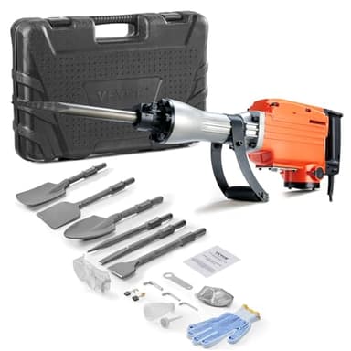 VEVOR Martello Demolitore per Calcestruzzo 2200W 6 Punte a Scalpello per 1400BPM, Kit di Martello Demolitore Elettrico 220V per Lavorazione su Cemento Mattoni Piastrelle Demolizione per Muro 66J 2200W