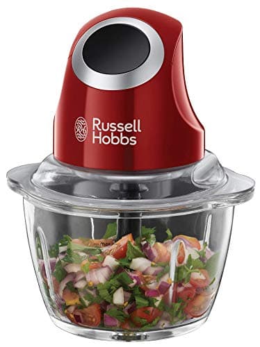 Russell Hobbs Mini tritatutto elettrico [contenitore in vetro con coperchio] Desire Red (500 ml, trituratore di verdure, mixer, trituratore multiuso e universale per verdura, frutta e carne) 24660-56