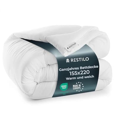 DecoKing Piumino 155 x 220 cm, Piumone Leggero per Letto Singolo, Trapunta in Microfibra per Tutte le Stagioni, 100% Imbottitura in Fibra Cava, Oeko-Tex Standard 100, Bianco, Inez
