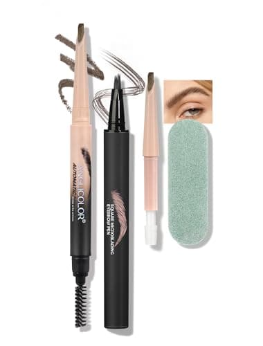 Anglicolor Matita Sopracciglia Completato in 3 minuti, Matita Sopracciglia Microblading Ricambio,Perfette,Riempimento Veloce,Combinato Per Risultati Migliori,Valore 01 Caramel Blonde Set