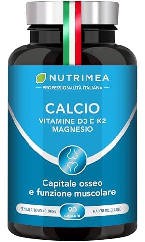 Calcio Complex | Integratore con Magnesio e Vitamine D3 & K2 | Ossa e Muscoli | 90 Capsule | Nutrimea