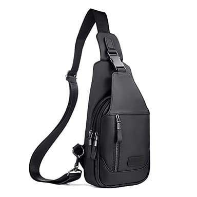 Leathario Zaino a Monospalla in Vera Pelle con Multitasche da Uomo, Borsa a Petto ed a Spalla per Multiuso ed Esigenze Quotidiane come Gite, Viaggio, Weekend e Visite