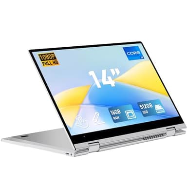 FUNYET Laptop 2 en 1, Win 11 PC Notebook Procesador Core i7-1265U, Yoga Laptop de 14 Pulgadas, 16GB RAM 1TB SSD, Rotación de 360° Retroiluminación WIFI6 Bluetooth 5.2 Touchscreen