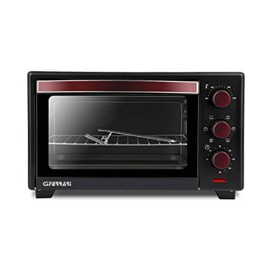 G3 Ferrari G10135 Forno Elettrico Ventilato "Il Moro 20 Plus",1380W, 20 Litri, 100-230°C, Antiaderente, Nero/Rosso