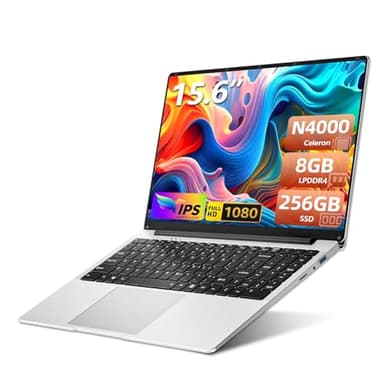 Ekonavi Portatile PC da 15,6 pollici Celeron N4000, Notebook 8 GB RAM LPDDR4 SSD 256 GB FHD 1920 * 1080, Computer Portatile con USB 3.0, WiFi, mini HDMI, BT4.2, Laptop supporta espansione SSD 1 TB
