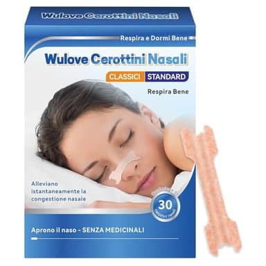 Wulove Cerotti Nasali, 30 Pezzi Cerotti Nasali Antirussamento per Facilitare la Respirazione, Cerotti Nasali Respira Bene Ridurre il Russare, Migliora il Respirazione Sonno, 55 * 16 mm