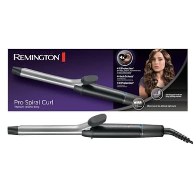 Remington Ferro Arricciacapelli - Per riccioli piccoli 19 mm- Protezione 4X , Rivestimento in tormalina ceramica, Display digitale fino a 210°C, boccoli stretti e definiti, Pro Sprial Curl CI5519