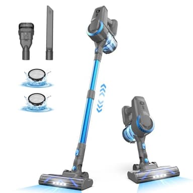 Aspirapolvere Scopa senza fili, 6 in 1, aspirapolvere senza fili, potente autonomia 55 minuti e 2 velocità, spazzola anti-groviglio, aspirapolvere scopa senza sacchetto per peli di animali, tappeti