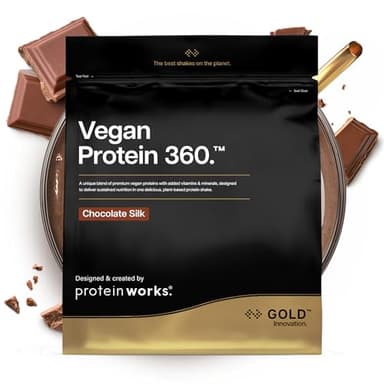 Protein Works | Vegan Protein 360 – GOLD Innovation, Proteine Vegane, Miscela Multi-Proteica Premium 100% Vegetale, Shake a Basso Contenuto di Grassi e Calorie, Cioccolato Morbido, 33 Porzioni, 1kg