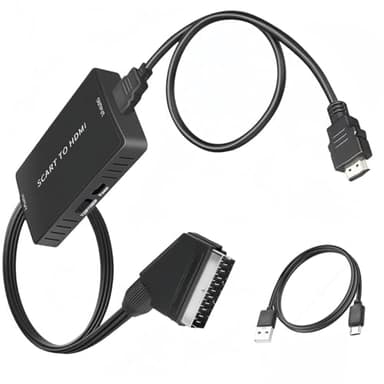 Adattatore Scart a HDMI con Cavi HDMI, Full HD 720P/1080P Switch Video Audio Converter per HDTV Monitor Proiettore STB VHS Xb0x PS3 Sky Blu-ray Lettore DVD