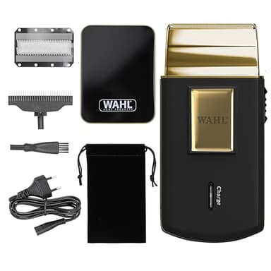 Wahl Travel Shaver Gold Edition Rasoio elettrico cordless e ricaricabile per uomo, ottimo per i viaggi, per tagliare capelli e barba, compatto e portatile