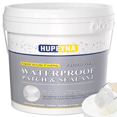 Sigillante Impermeabile Trasparente, Sigillante Impermeabile Liquido di Riparazione Delle Perdite, Gomma Liquida Trasparente Rivestimento Impermeabile, Colla Impermeabile per Esterni ed Interni 5KG