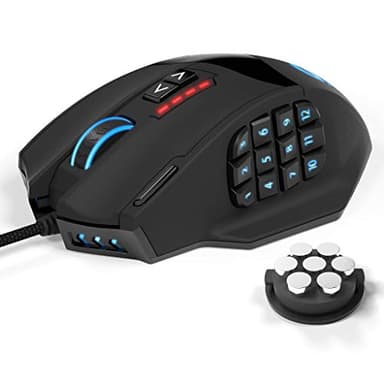 UtechSmart Mouse Gaming Professionale MMO VENUS fino a 16400 DPI, con Laser ad alta precisione, 18 Tasti Programmabili, Cartuccia di Equilibratura del Peso
