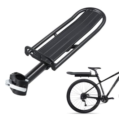 Portapacchi Bici Posteriore, Porta Pacchi Bici Posteriore Regolabile Alluminio Lega per MTB, 8kg/17.6lb di Carico, Accessori per Ciclismo Campeggio Touring per Bici con Diametro a 31,8 mm