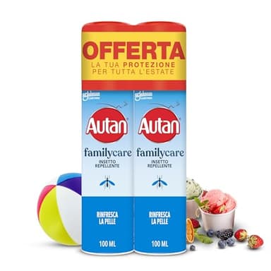 Autan Family Care Spray Antizanzare, Repellente Zanzare, Dermatologicamente Testato, Protezione Efficace Per Tutta la Famiglia fino a 4 Ore, 2 Confezioni da 100ml