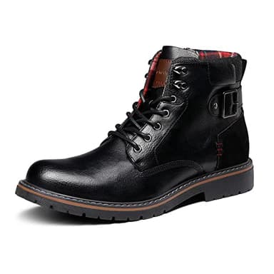 Bruno Marc Stivali da Moto Uomo con Lacci Classici Chukka Boots Biker Scarpe Casual Cerniera Combattimento Tattici Anfibi Stivaletti,Size 42,Nero,SBBO2215M-E