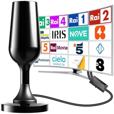 Antenna TV, Antenna TV Interna, HD TV Digitale Amplificata con Amplificatore di Segnale Support 4K 108P HD/VHF/UHF per Home Smart Televisione