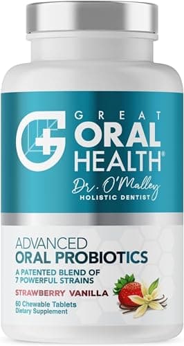 Probiotici orali masticabili per la bocca - Probiotico orale - integratore per il trattamento dell'alito cattivo w/BLIS K12 M18 - Dentista formulato 60 Lozenge Strawberry Vanilla eBook incluso