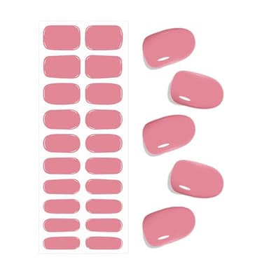 Bagavs Unghie Gel Adesive UV, 20 PCS Smalto Adesivo Gel UV, Rosa Panna Pellicola per Unghie Autoadesiva, Strisce Semiindurite per Manicure Fai da Te