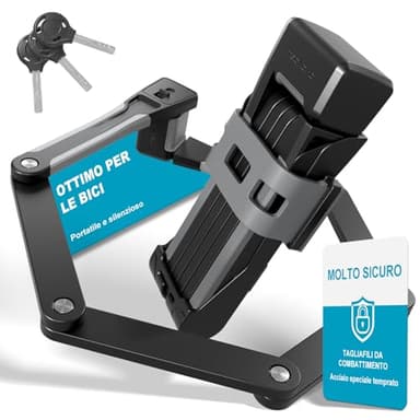 TECHCYC Lucchetto Pieghevole per Bici 86 cm, Lucchetto Bici Antifurto Pieghevole Portatile, con Supporto e 3 Chiavi di Sicurezza, Altamente Sicuro e Durevole per Bicicletta, Moto, E-Scooter