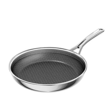 Innerwell Padella 28 cm in Acciaio Inox con Rivestimento in Ceramica, Antiaderente, senza PFAS/PFOA/PTFE, Adatta a Induzione, Gas, Elettrico, Forno e Lavastoviglie, Padella Professionale
