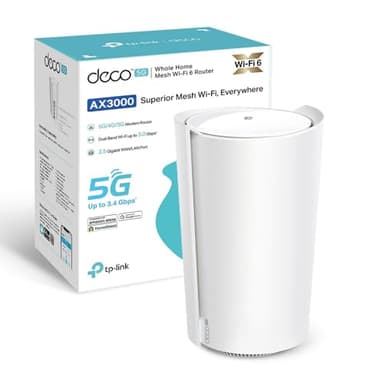 TP-Link Deco X3000-5G Router con Sim, 5G Mesh WiFi 6, AX3000Mbps Dual Band, Modem Ultraveloce con Velocità Fino a 3.4 Gbps, Porta WAN/LAN da 2.5 Gbps, Alexa, Plug&Play