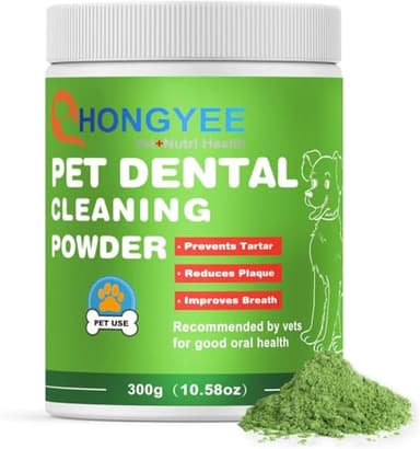 Polvere Denti Cane, Pulizia Denti Cane 300g, Rimuovi Tartaro Denti, Togli Tartaro, Controllo Placca e Tartaro Per Cani e Gatti, Alternativa a Spazzolino Per Cani, Dentifricio in polvere per cani