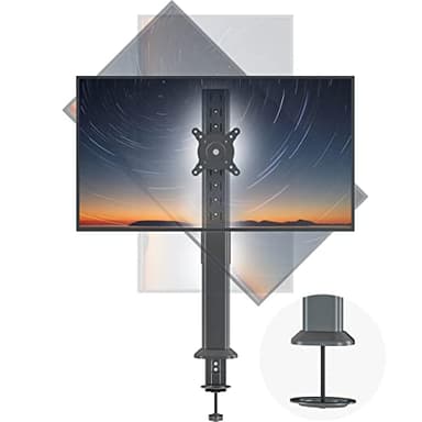 Hemudu Supporto Monitor Scrivania 27 a 43 Pollici, Rialzo Monitor da Scrivania Girevole ±50°, Inclinazione 25°, Regolabile in Altezza di 8 Livelli, Rotazione 360°, Fino a 35 kg, Max Vesa 100x100mm