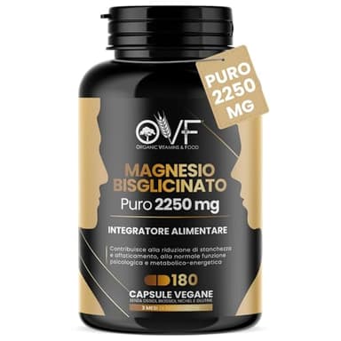 MAGNESIO BISGLICINATO 180 Capsule da 450 mg | 3 Mesi di Integrazione | Supporto per Muscoli e Sonno Integratori Stanchezza Puro Alta Biodisponibilità Vegano
