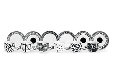 Excelsa Emily Servizio Tazzine Da Caffè Con Piattino, Porcellana, Set da 12 Pezzi, Bianco/Nero, ‎6 x 6 x 5 cm 1.28 Kg