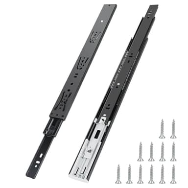 Guide per Cassetti in Acciaio da 400 mm - 2 pezzi Guide a Estrazione Totale Guide per Cassetti con cuscinetti a sfera in metallo con chiusura ammortizzata capacità di carico 45 kg(nero)