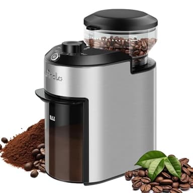 Macinacaffè a macine Wancle 200W con 28 impostazioni di macinatura, protezione dal surriscaldamento, capacità da 2 a 12 tazze, design compatto per una facile conservazione, Acciaio Inossidabile