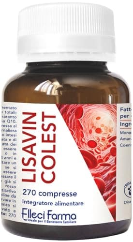 Riso Rosso Fermentato con Monacolina K, Coenzima Q10, Amaranto e Vitamina E – 270 Micro Compresse – Supporto Metabolismo Lipidico e Antiossidante – Senza Glutine – Lisavin Colest Elleci Farma