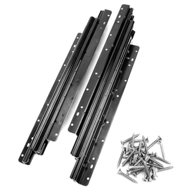 QWORK® guide per cassetti pesanti per ripostiglio sottoscala, 400-900 mm, estensione completa, nero, capacità di carico 120 kg, 1 paio, con viti