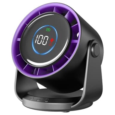 Ventilatore da Tavolo Silenzioso, Potente e Regolabile | Display LED, 100 velocità, 4000 mAh| ventilatore da parete Inclinazione variabile a 105° Per Camera, Soggiorno, Cucina, Scrivania,Campeggio