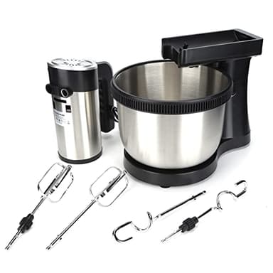 Frusta Elettrica con Ciotola in Acciaio Inox, Sbattitore Elettrico Robot da Cucina con Ciotola in Acciaio Inox da 4 L, 1000 W, 5 Velocità per Cuochi Casalinghi e Baking