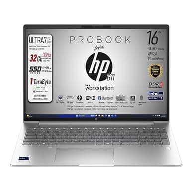 HP Notebook Portatile G11, Intel Core Ultra 7 155U, 12Core, SSD Pci 1Tb, Display IPS WUXGA 16", 32 Gb DDR5 5600MHz, Wi-Fi6, Thunderbolt, lan, fingerprint,Tastiera Retroilluminata, Win 11Pro